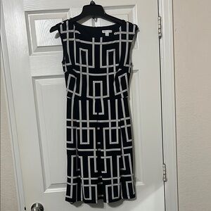 New York & Company Black and White Sheath Midi Dress